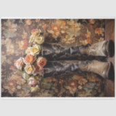 ヴィンテージウェディングフローラカウボーイブーツデコパージュ 薄葉紙 (正面)