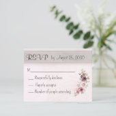 ヴィンテージウェディングフローラピンク 出欠カード (スタンド正面)