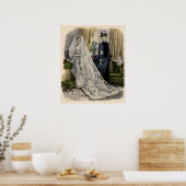 ヴィンテージウェディングブライダルポートレートビクトリアンブライド ポスター (キッチン)