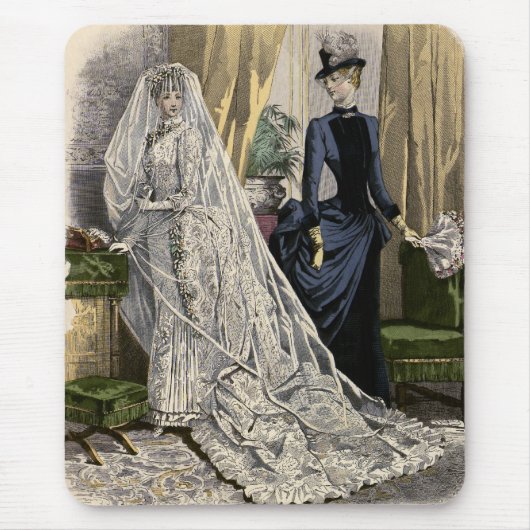 ヴィンテージウェディングブライダルポートレートビクトリアンブライド マウスパッド (正面)
