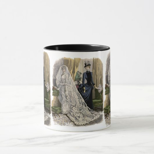ヴィンテージウェディングブライダルポートレートビクトリアンブライド マグカップ (中央)