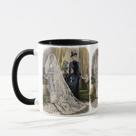 ヴィンテージウェディングブライダルポートレートビクトリアンブライド マグカップ (左)