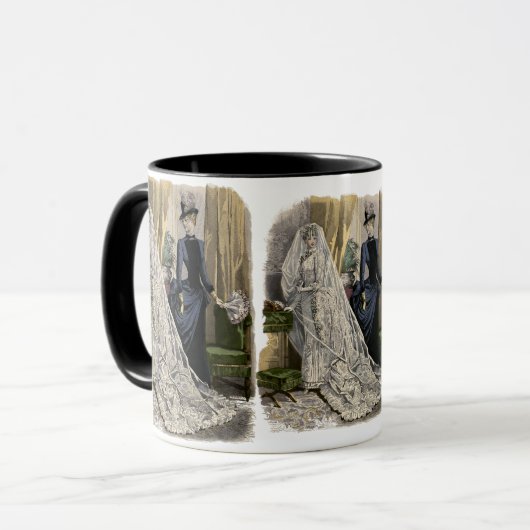 ヴィンテージウェディングブライダルポートレートビクトリアンブライド マグカップ (正面左)