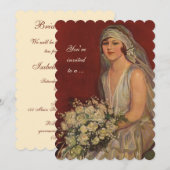 ヴィンテージウェディングブライド、ブライダルシャワーパーティー 招待状 (正面/裏面)