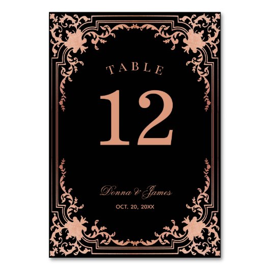 ヴィンテージウェディングブラックピンクエレガントアンティーク華美 テーブルナンバー (正面)