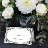 ヴィンテージウェディングブラック&ホワイトエレガントアンティーク プレイスカード