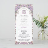 ヴィンテージウェディングプログラムアイボリー、プラム&金ゴールド プログラム (スタンド正面)