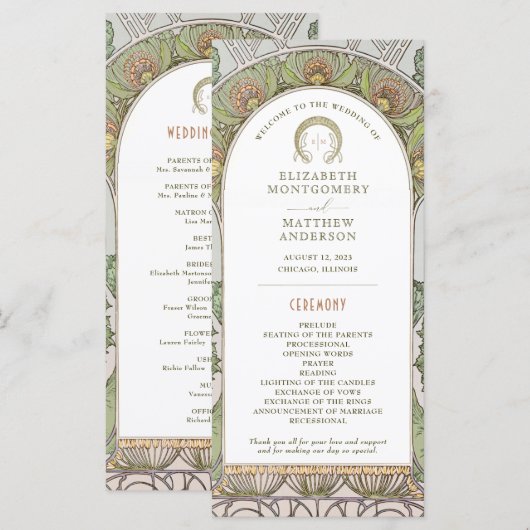 ヴィンテージウェディングプログラムアールヌーボーバイミュシャ プログラム (正面/裏面)