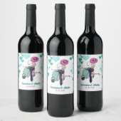 ヴィンテージウェディングベスパカップルのギフト ワインラベル (ボトル)