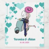 ヴィンテージウェディングベスパカップルのギフト ワインラベル (シングルラベル)