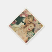 ヴィンテージウェディングポートレート、レトロ新郎新婦 スタンダードカクテルナプキン (角)