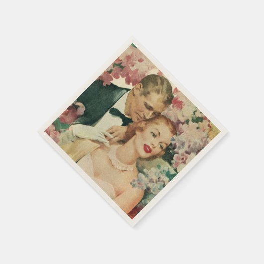 ヴィンテージウェディングポートレート、レトロ新郎新婦 スタンダードカクテルナプキン (角)