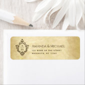 ヴィンテージウェディングモノグラムクレストパーチメントオールド紙 ラベル (インサイチュ)