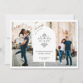 ヴィンテージウェディングモノグラム | 3写真日付の保存 セーブザデート (正面)