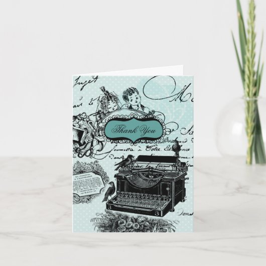 ヴィンテージウェディングラブレター ありがとうメモカード サンキューカード (正面)