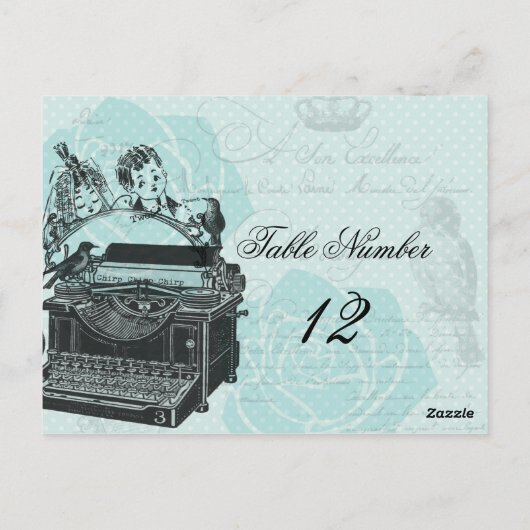 ヴィンテージウェディングラブレター テーブルナンバー ポストカード (裏面)