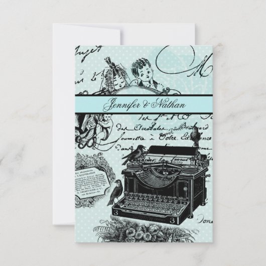 ヴィンテージウェディングラブレターRSVPカード 出欠カード (正面)