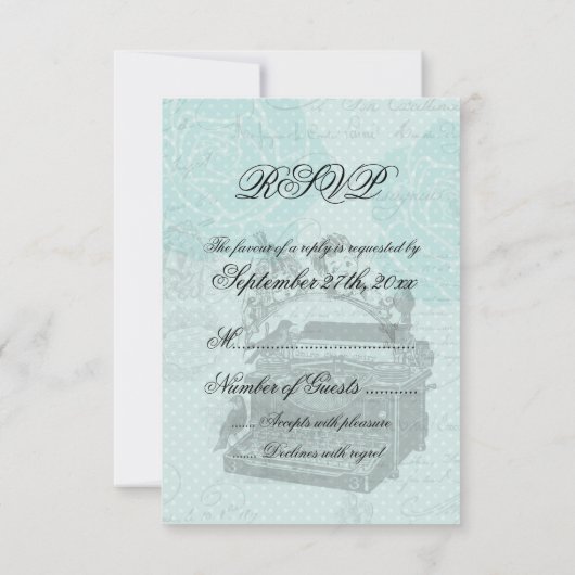 ヴィンテージウェディングラブレターRSVPカード 出欠カード (裏面)
