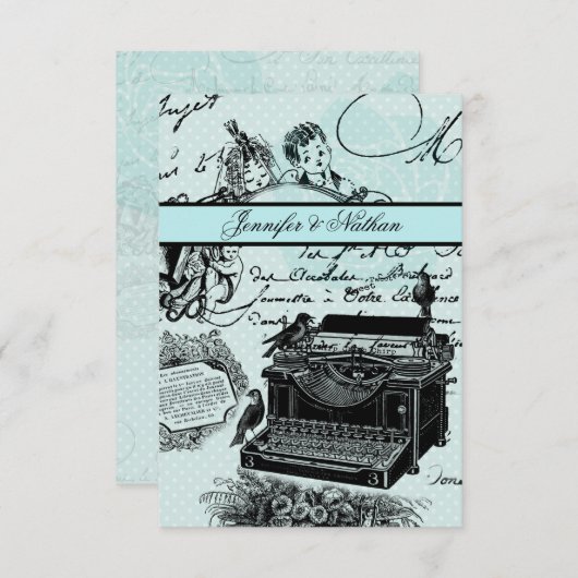 ヴィンテージウェディングラブレターRSVPカード 出欠カード (正面/裏面)