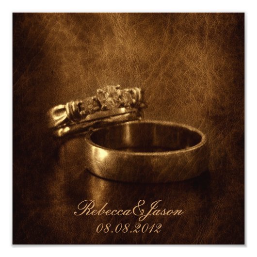 ヴィンテージウェディングリング素朴な婚約パーティ フォトプリント            (正面)