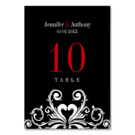 ヴィンテージウェディングレッドブラックテーブルナンバーカード テーブルナンバー