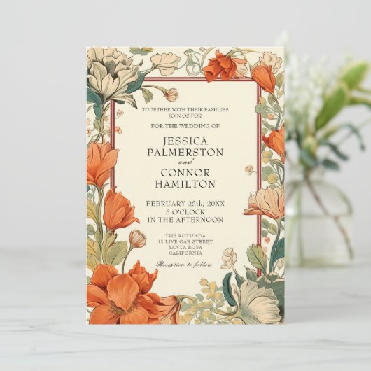 ヴィンテージウェディングレトロフローラ 招待状 (スタンド正面)