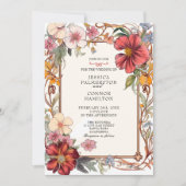 ヴィンテージウェディングレトロフローラ 招待状 (正面)