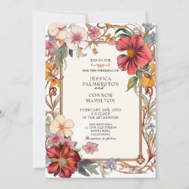 ヴィンテージウェディングレトロフローラ 招待状