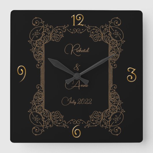 ヴィンテージウェディングロマンチックなスチームパンクフェアヤテール スクエア壁時計 (正面)