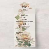 ヴィンテージウェディングロータス花 オールインワン招待状 (内側)