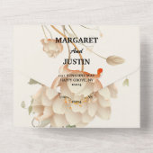 ヴィンテージウェディングロータス花 オールインワン招待状 (裏面)