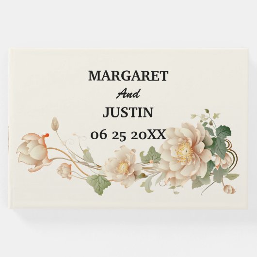 ヴィンテージウェディングロータス花 ゲストブック (正面)