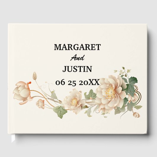 ヴィンテージウェディングロータス花 ゲストブック (正面)