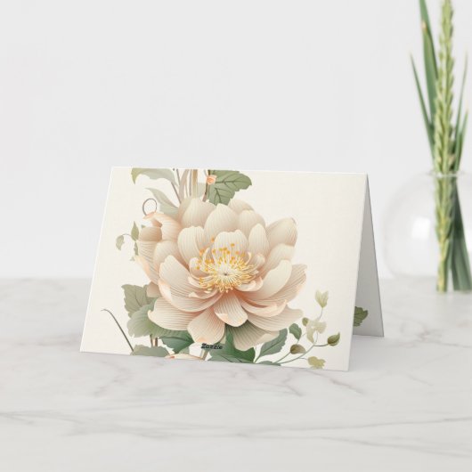 ヴィンテージウェディングロータス花 サンキューカード (裏面)