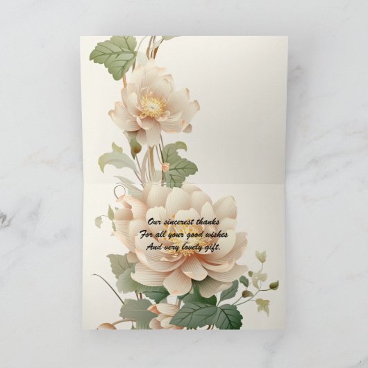 ヴィンテージウェディングロータス花 サンキューカード (内部)