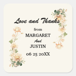 ヴィンテージウェディングロータス花 スクエアシール