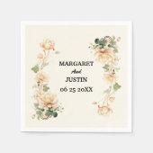 ヴィンテージウェディングロータス花 スタンダードカクテルナプキン (正面)