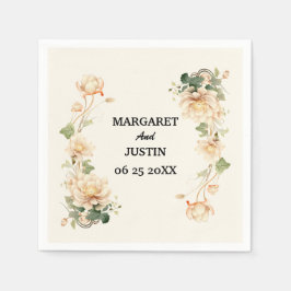 ヴィンテージウェディングロータス花 スタンダードカクテルナプキン