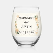 ヴィンテージウェディングロータス花 ステムなしワイングラス (正面)