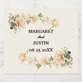 ヴィンテージウェディングロータス花 スパークリングワインラベル (シングルラベル)