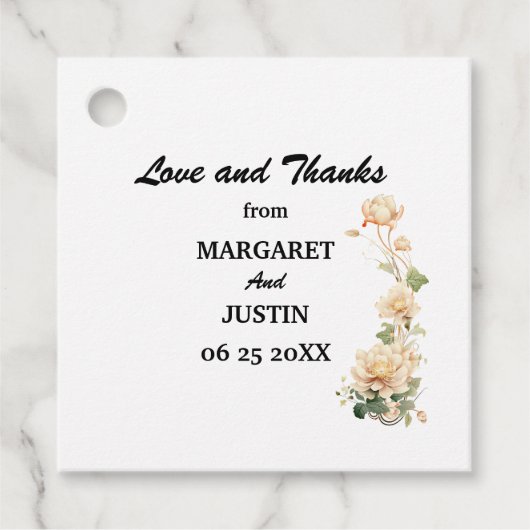 ヴィンテージウェディングロータス花 フェイバータグ (正面)