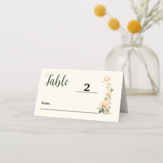 ヴィンテージウェディングロータス花 プレイスカード (正面)