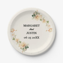 ヴィンテージウェディングロータス花 ペーパープレート