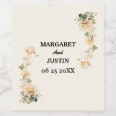 ヴィンテージウェディングロータス花 ワインラベル (シングルラベル)