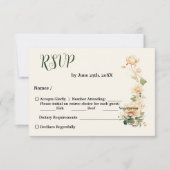 ヴィンテージウェディングロータス花 出欠カード (正面)