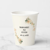 ヴィンテージウェディングロータス花 紙コップ (正面)