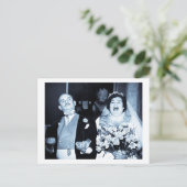 ヴィンテージウェディング写真 – ハッピーカップル(Cyanotype) ポストカード (スタンド正面)