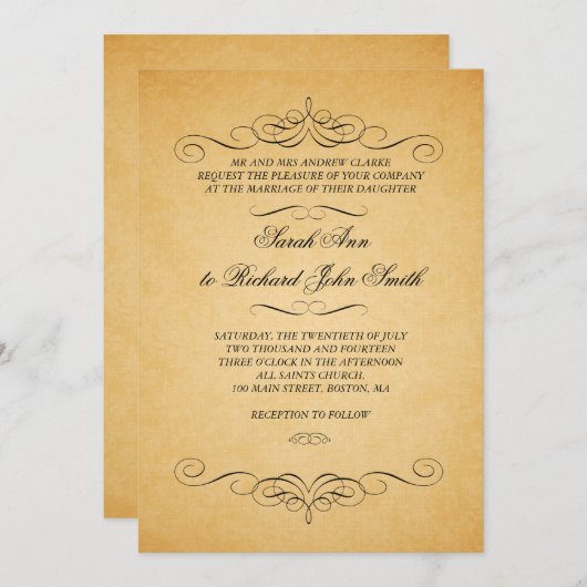 ヴィンテージウェディング招待状が華やかに 招待状 (正面/裏面)