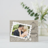 ヴィンテージウェディング招待状RSVP with Photo インビテーションポストカード (スタンド正面)