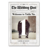 ヴィンテージウェディング新聞フォトテーブル番号カード テーブルナンバー (正面)